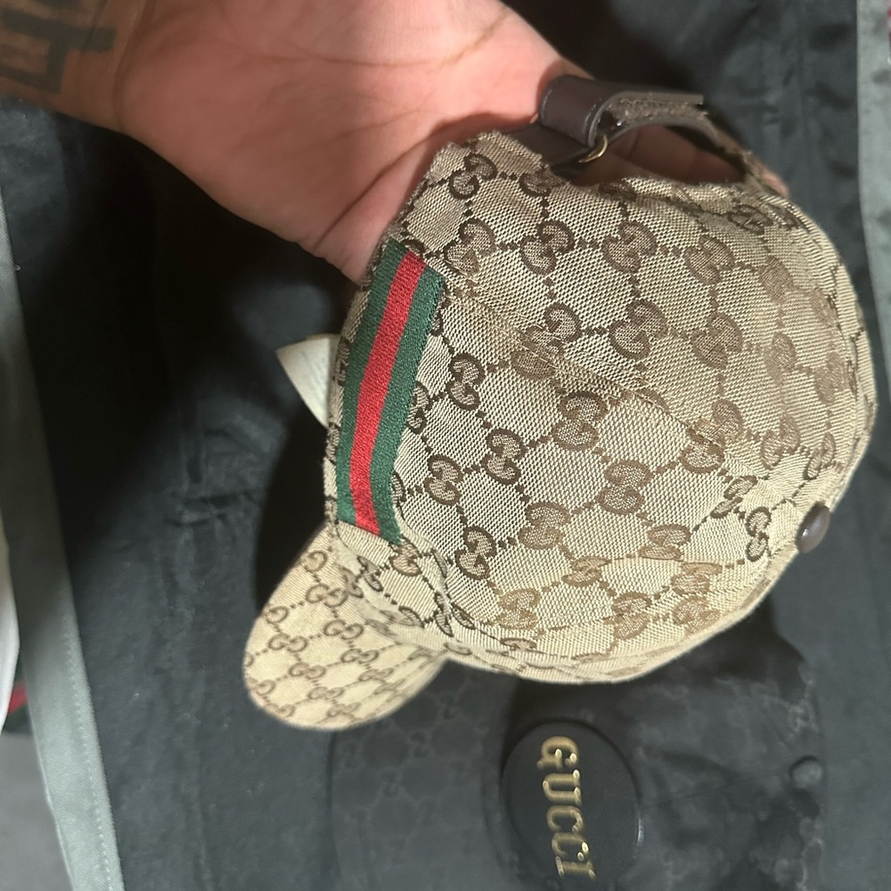Gucci Cream and Brown Monogram Hat
